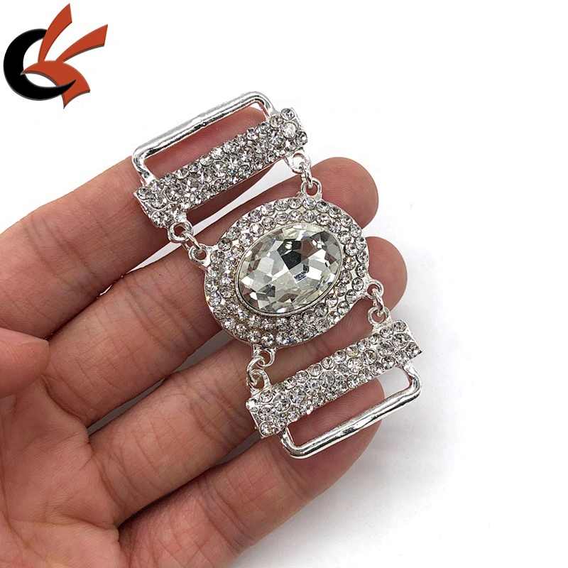 Shinning clear gems large crystal decorate swimwear bikini side connector buckles