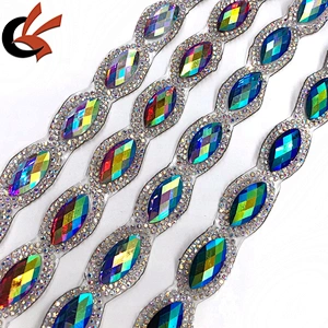 Customized fancy hot fix rhinestone trimming for costume decoration