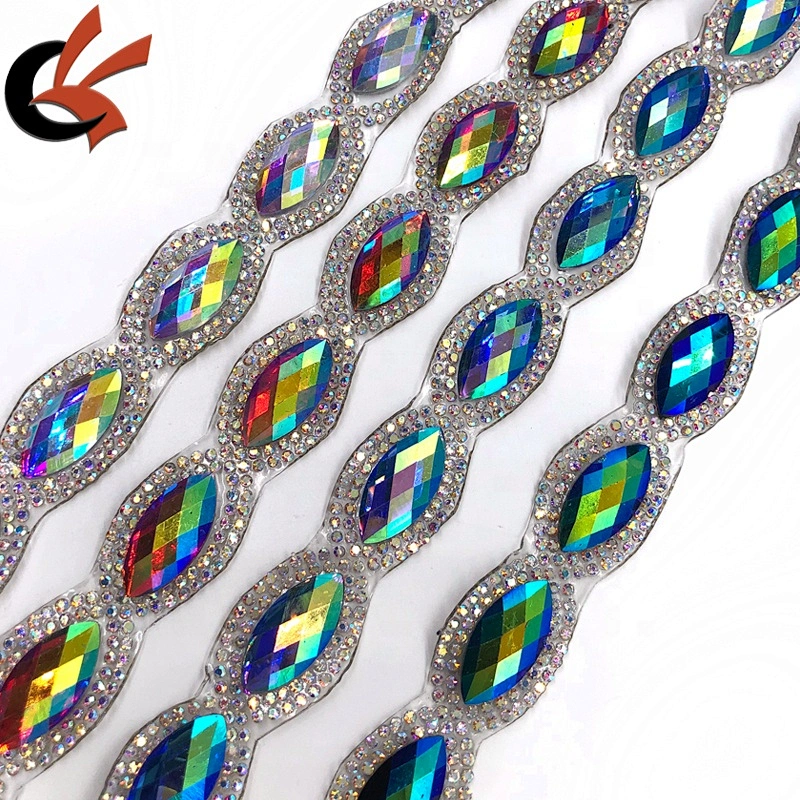Customized fancy hot fix rhinestone trimming for costume decoration