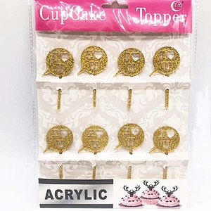 Wholesale Glitter Cake inserted card Cupcake topper