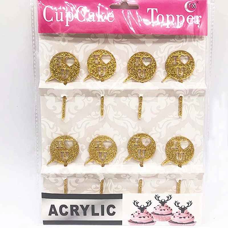 Wholesale Glitter Cake inserted card Cupcake topper