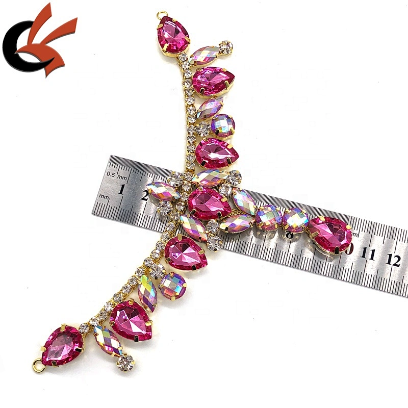 New Design Gold Colorful Rhinestone Bikini Connectors Metal Chain Connector