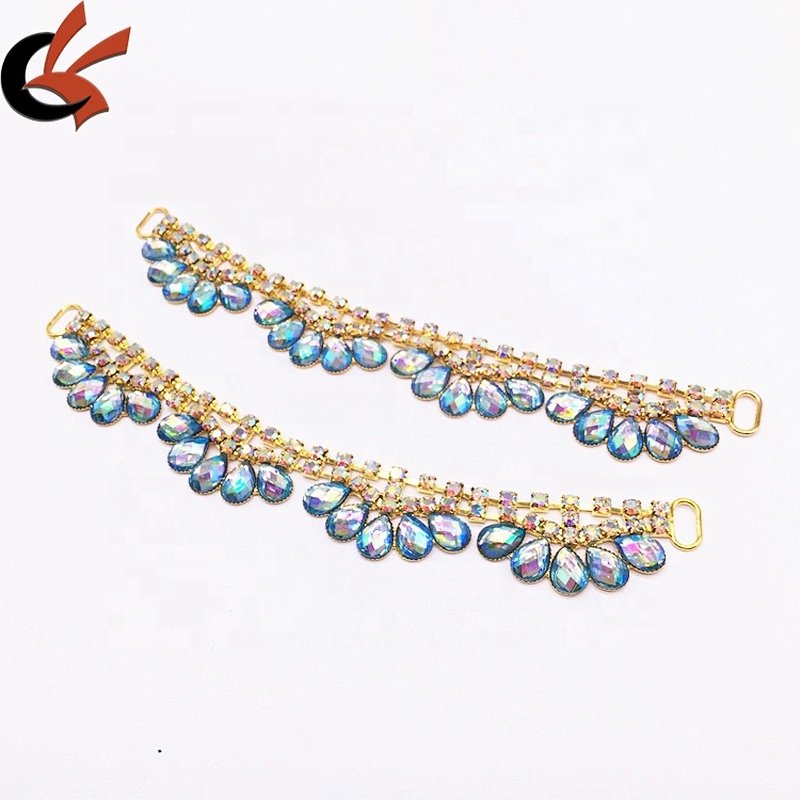 factory wholesale fashion new product ab blue hanging pave bikini connector/rhinestone connector for swimwear