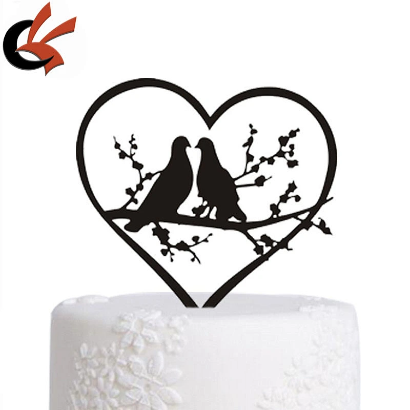 Acrylic Love Birds Cake Topper Wedding Engagement Party Decoration