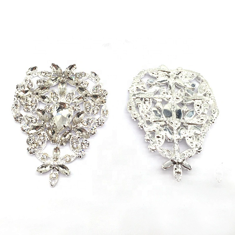 Wholesale Wedding Gown Bridal Sash Evening Wear Diamond Non Hot Fix Design Patch Flower Rhinestone Applique