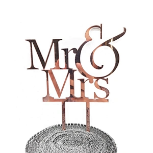 Wedding Cake Deco Mirror Rose Gold Mr&Mrs Wedding Cake Topper