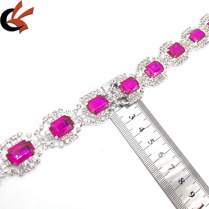 Bulk wholesale wedding decorative glass rhinestone silver setting rose crystal lace trim