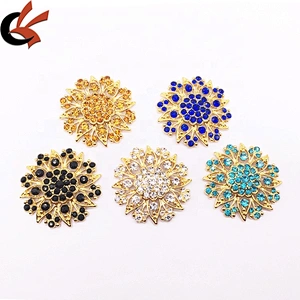 Flower Lapel Pin Alloy Metal Colored Rhinestone Brooches Women Girl Crystal Brooch In Bluk