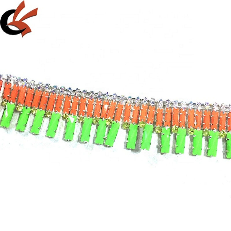 Rhinestone trims by the yard resin beaded rhinestone trimmings for making garment