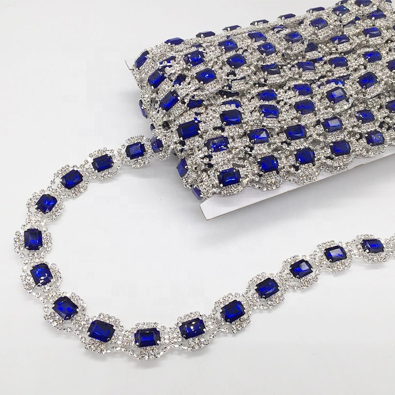High Quality new style royal blue jewelry crystal rhinestone trims for clothing decoration