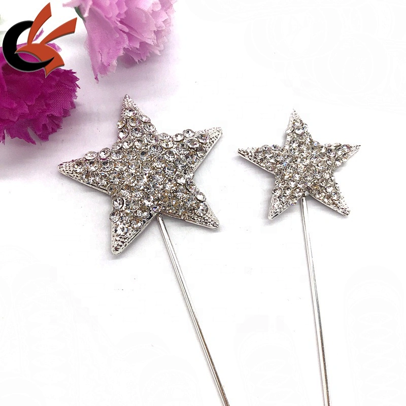 Hot sale Cup Cake topper star shape metal rhinestone crystal cake topper