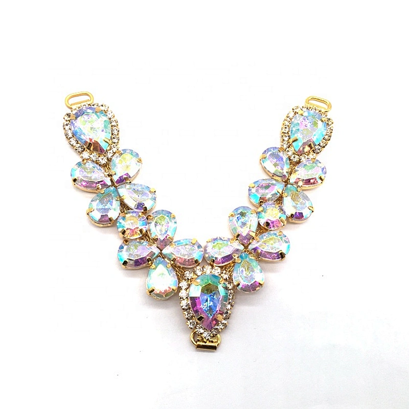 Custom made shoe accessories rhinestone beads shoe buckle shoe chain for women flat slipper