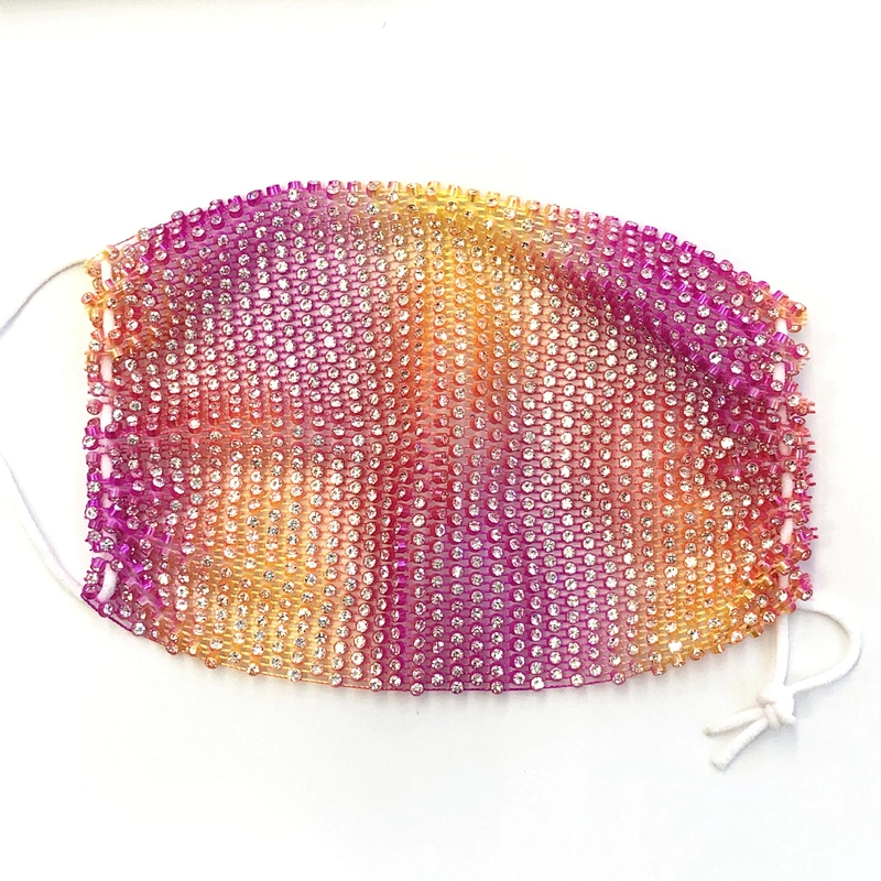Neon Color Rhinestone Crystal Face Mask Stretch Net Face Veil Club Party Wearing