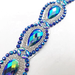 Customized new design Carnival Dress Decorative Hot Fix Resin Rhinestone Trimming Motif Wholesale