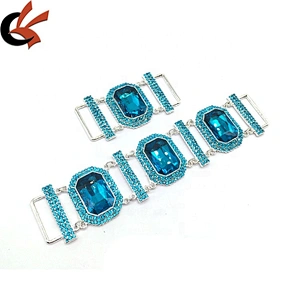 Factory Price Women Rhinestone Jewelry Turquoise Glass Silver Plated Crystal Metal Bikini Connector