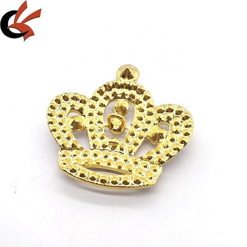 wholesale diamond rhinestone crystal brooch buttons with gold metal crown with loops