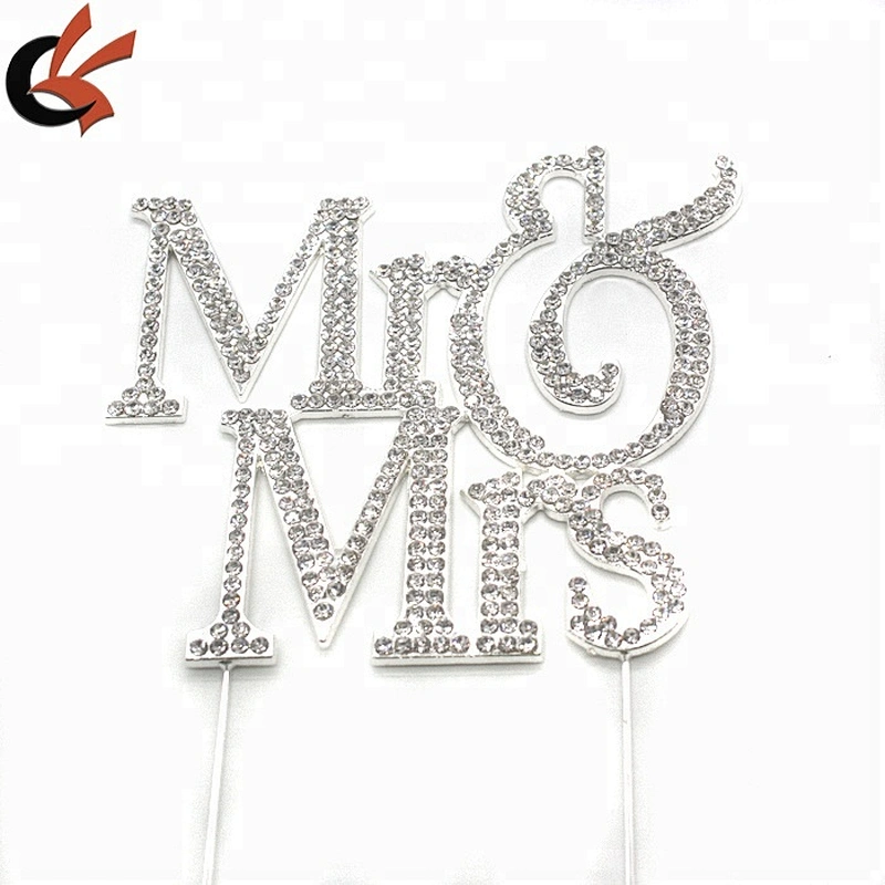 Custom glitter rhinestone Mr & Mrs Wedding Cake Topper