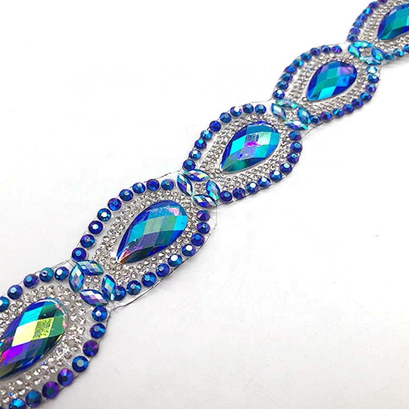 Customized new design Carnival Dress Decorative Hot Fix Resin Rhinestone Trimming Motif Wholesale