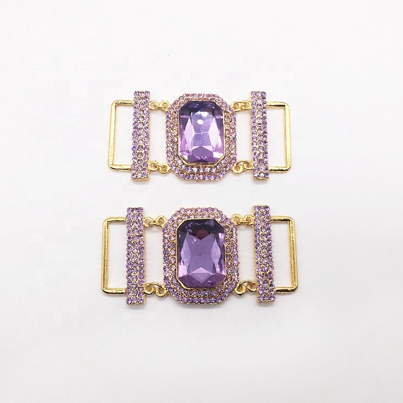 High Quality Custom Rose Gold Jewelry Crystal Belt Bikini Hardware Buckle Connector For Swimwear Suit