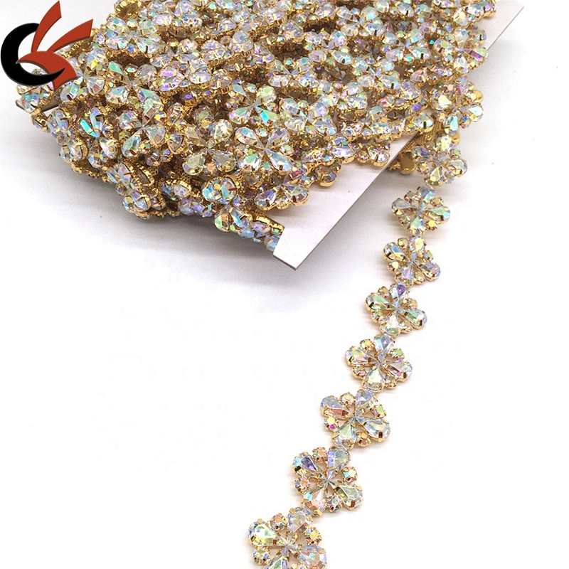 New hot luxury jewelry custom fashion women lace rhinestone acrylic ab crystal trim for clothing