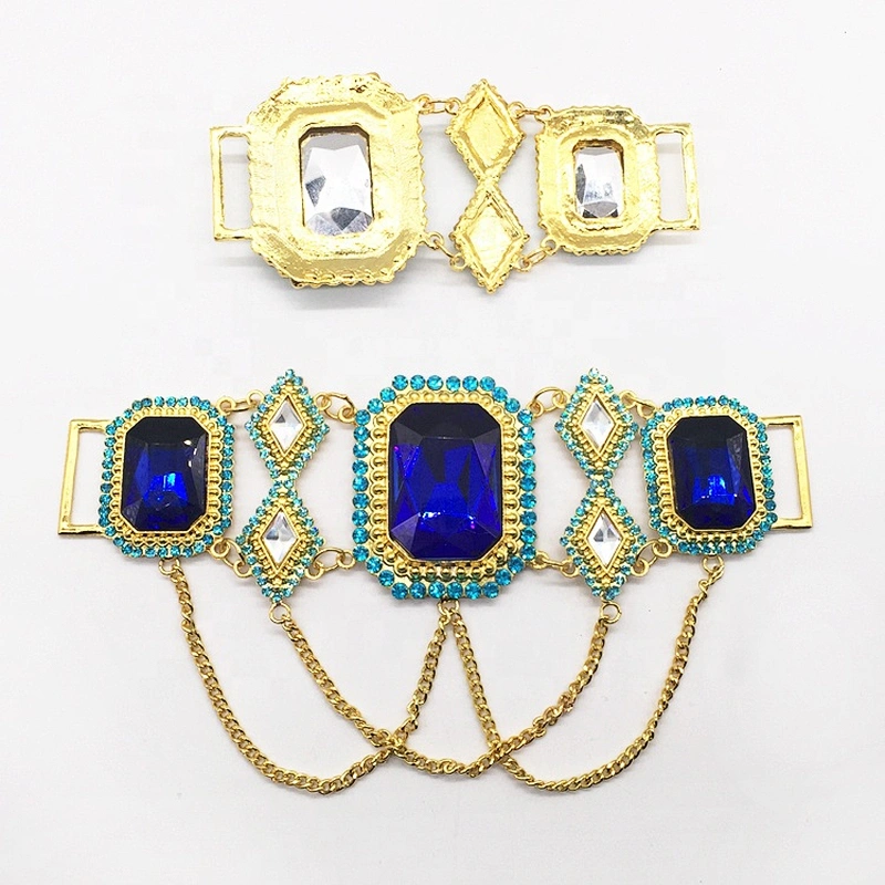 Hot Selling Luxury Swim Sets Crystal Rhinestones Royal Blue Big Stone Rhinestone Bikini Connector