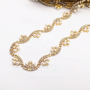 Newest Design Crystal Jewels Pearl Crystal AB Rhinestone Trimming For Festival Garment Decoration