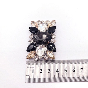 rectangle Silver Rhinestone Shoe Clip Buckle With acrylic crystal