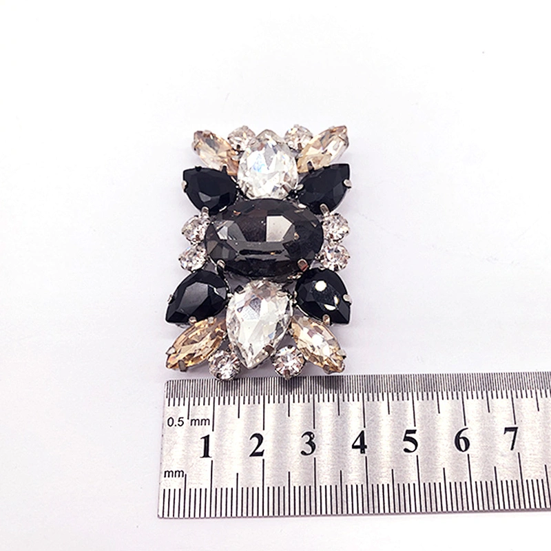 rectangle Silver Rhinestone Shoe Clip Buckle With acrylic crystal