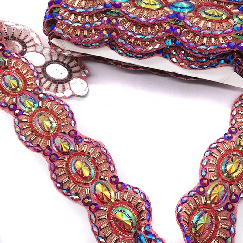 Wholesale Carnival Dress Decorative Hot Fix Resin Rhinestone Trimming Motif