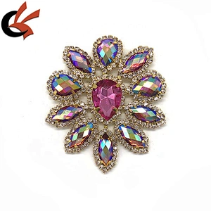 Gorgeous pink AB crystal rhinestone ornament for dress decoration