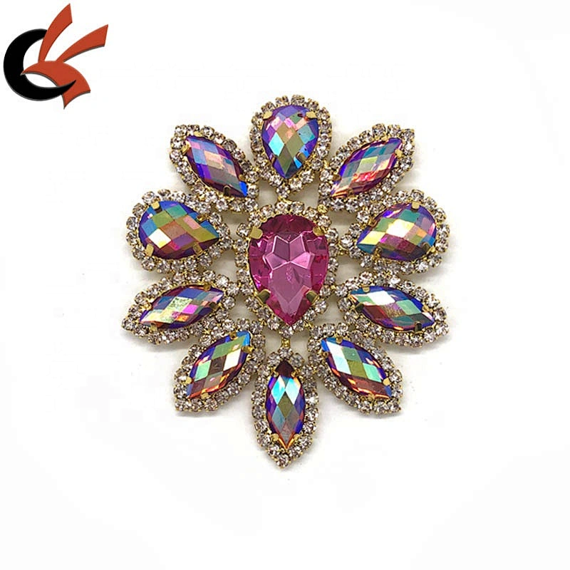 Gorgeous pink AB crystal rhinestone ornament for dress decoration
