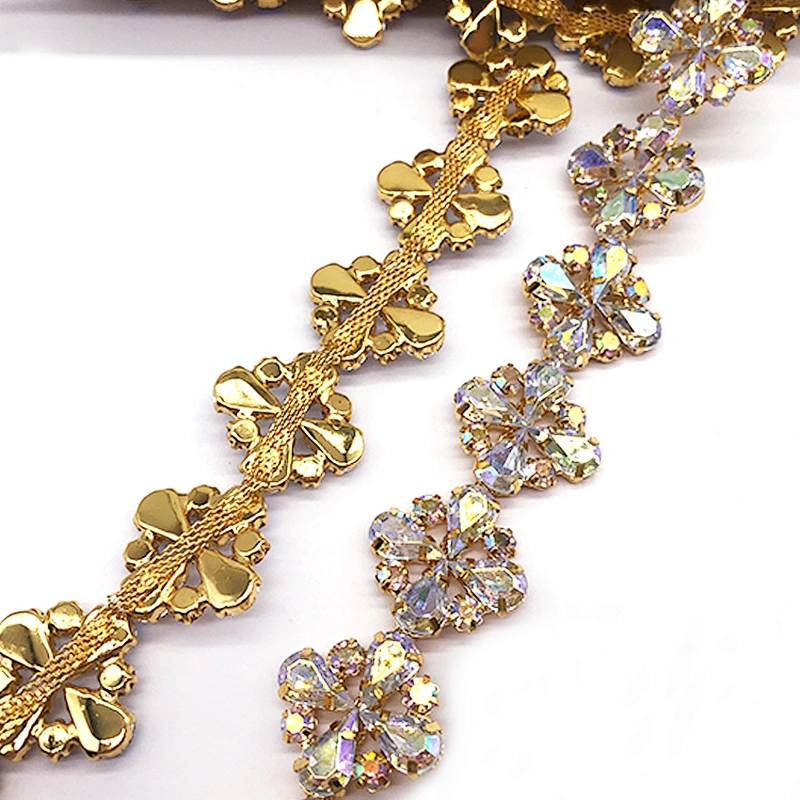 Cheap price Factory gold rhinestone trimming for hair accessories