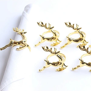 New arrival 2021 copper metal reindeer napkin ring for Christmas Dinning table setting