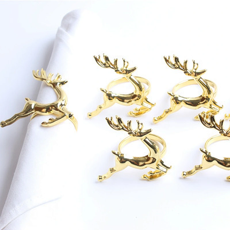 New arrival 2021 copper metal reindeer napkin ring for Christmas Dinning table setting