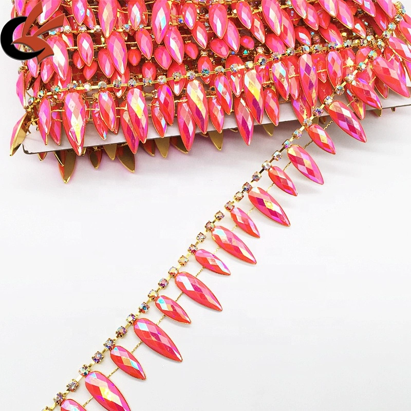 Wholesale bulk resin stone embellishing trendy diy rhinestone trims chain by yard