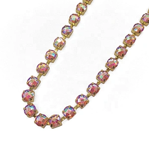 Factory Custom Sewing Claw Chain SS38 AB Resin rhinestone trimming for dress