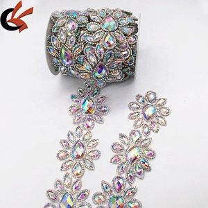 Custom DIY carnival dress fashion floral sheet crystal ab hotfix transfer trims rhinestone banding tape