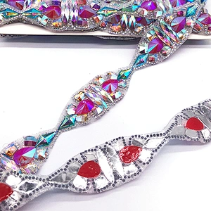 Iron on Stretch  Crystal Rhinestone Banding Trimming For dancing dress clothing