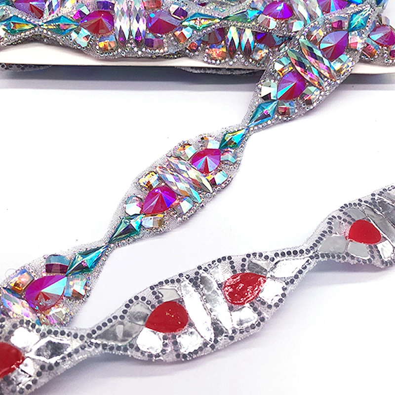 Iron on Stretch  Crystal Rhinestone Banding Trimming For dancing dress clothing