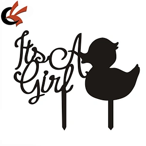 Its A Girl with lovely duck baby shower Acrylic Cake Topper