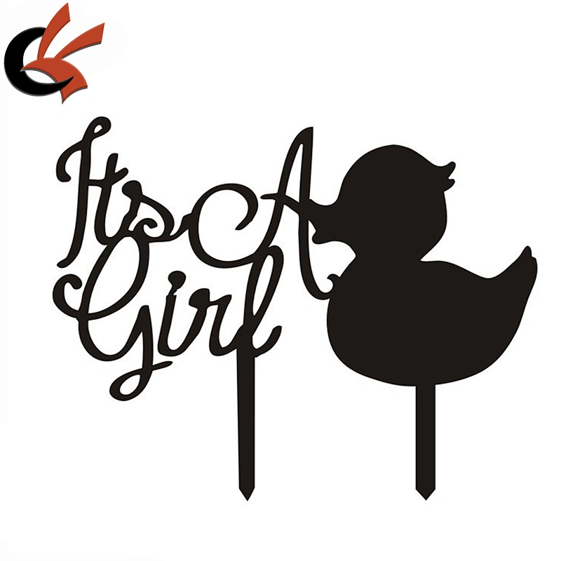 Its A Girl with lovely duck baby shower Acrylic Cake Topper