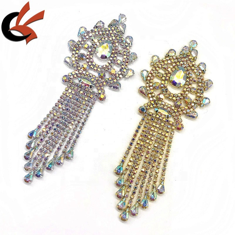 sewing silver gold base clear AB crystal rhinestone appliques for wedding decoration