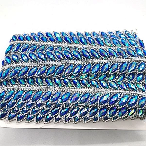 Hot fix Crystal Rhinestone Chain Bridal Crystals Applique Trim Strass Band Resin Crystal Mesh trim
