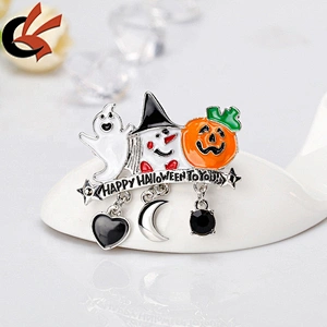 Top sale halloween ghost soul pumpkin enamel brooch pins
