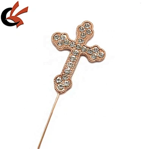 christening party cake decoration rose gold clear diamante cross cake topper