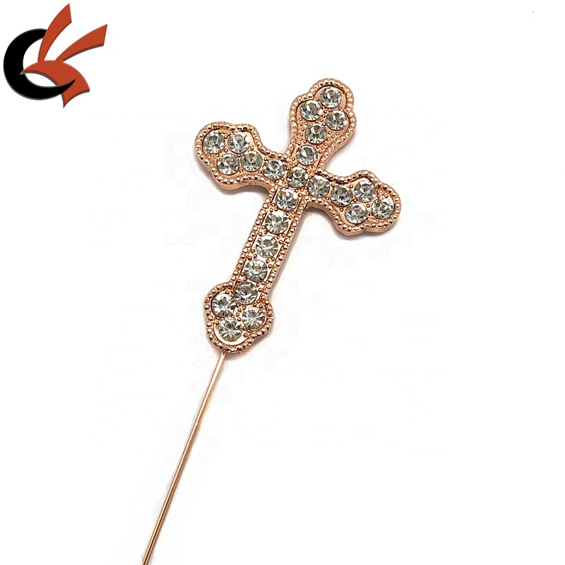 christening party cake decoration rose gold clear diamante cross cake topper