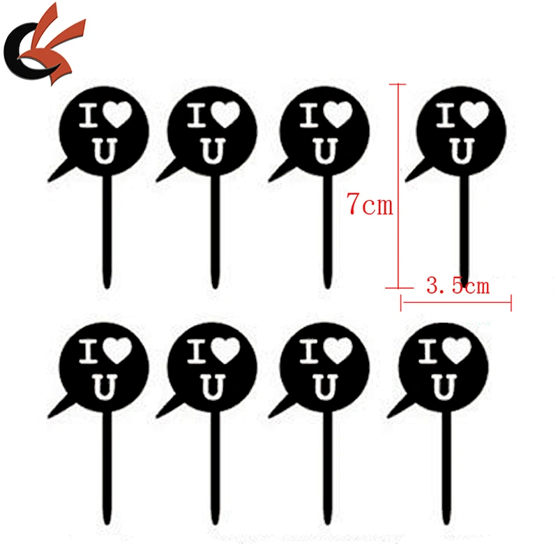 hot sale 8pieces one set I Love Y mini acrylic cupCake Topper