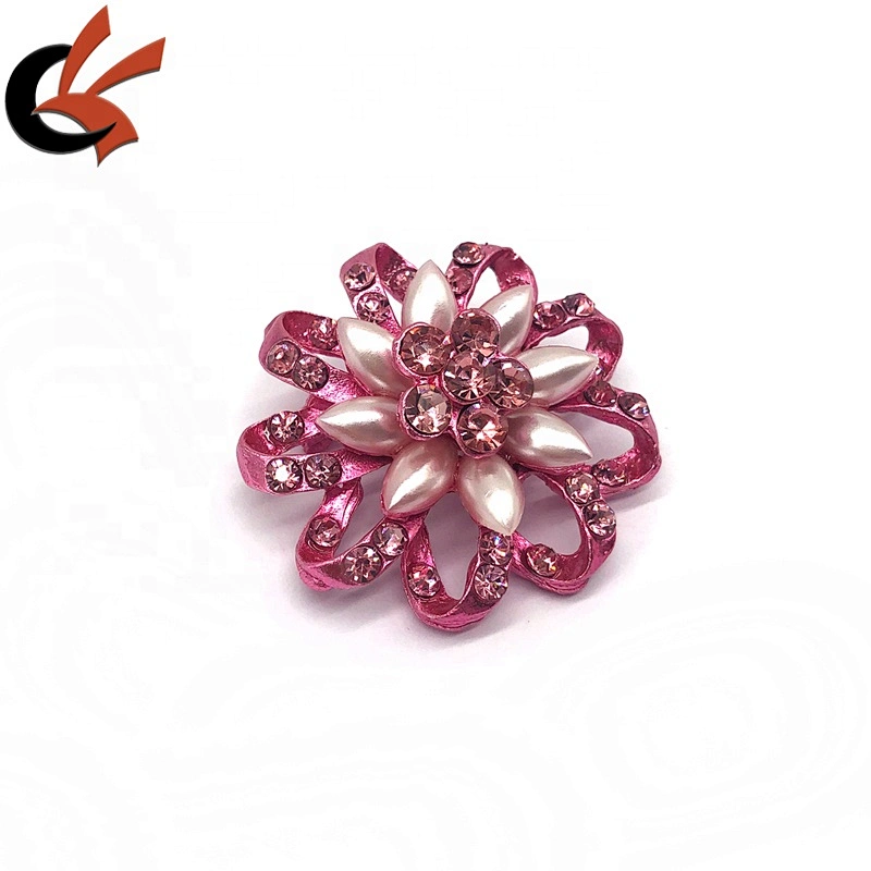New fashion 40mm flower pink base pink crystal rhinestone brooch pins
