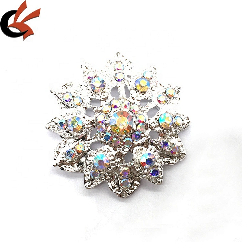 Rhinestone Crystal Brooch Buckle with Metal Loop Round Big Buttons for Sewing Crystal Shank Button Wholesale