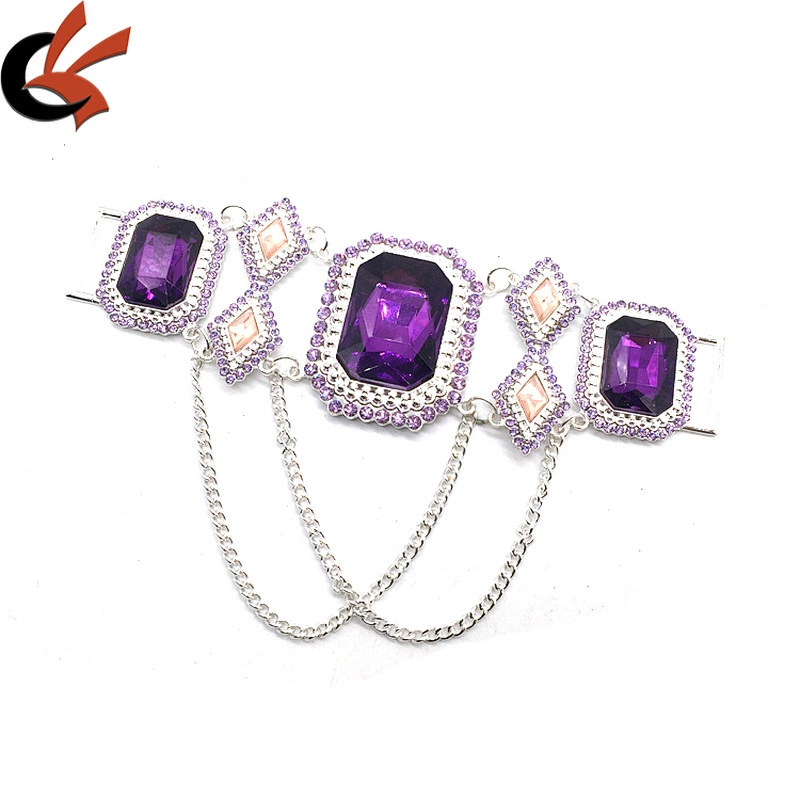 Custom New Purple Design Crystal Rhinestone Shoes Belt Bikini Connector For Swimming Wear Bikini Suite